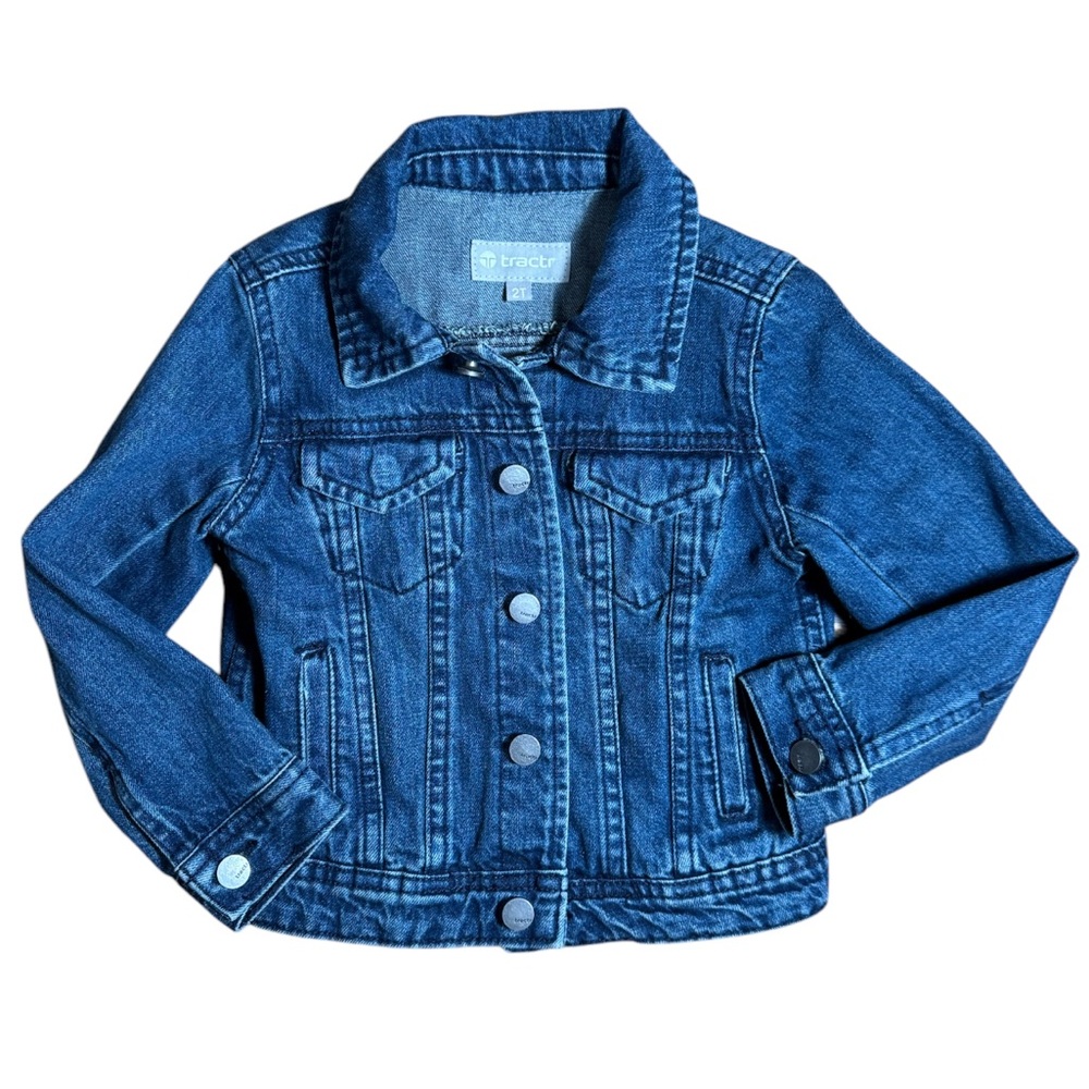 Tractr Toddler Girls Classic Indigo Denim Jacket Dark Wash Button down Size 2T‎